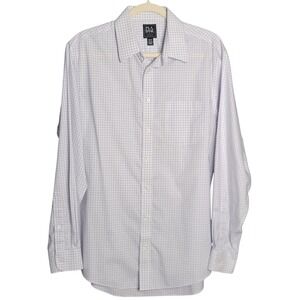 Jos. A. Bank Button Down Shirt Men 16.5 35 White Check Long Sleeve Traveler Slim